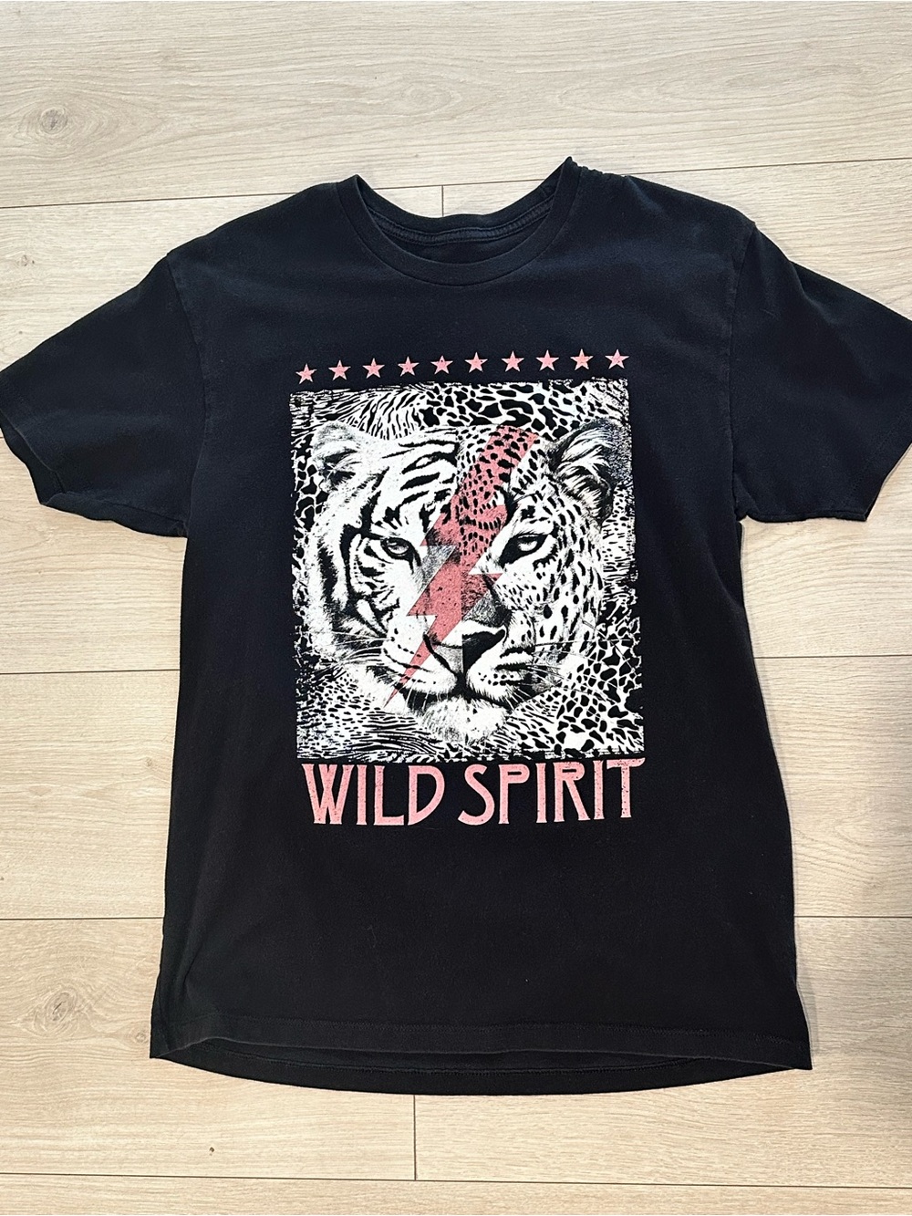 Wild Spirit Women's Graphic Tee - Black with Pink Accent